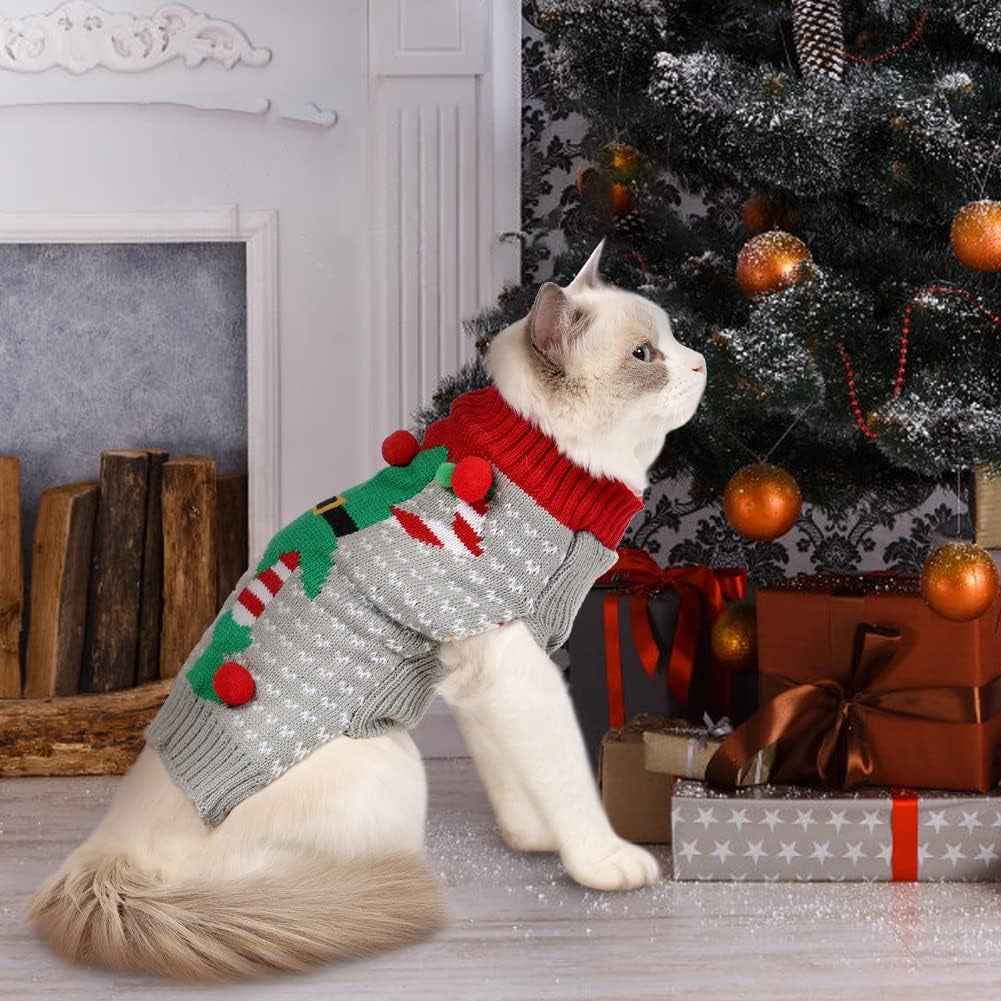 Dog Christmas Clothes, Christmas Dog Sweater for Large Dogs, Classic Red Large Dog Ugly Christmas Sweater,Grey XXL