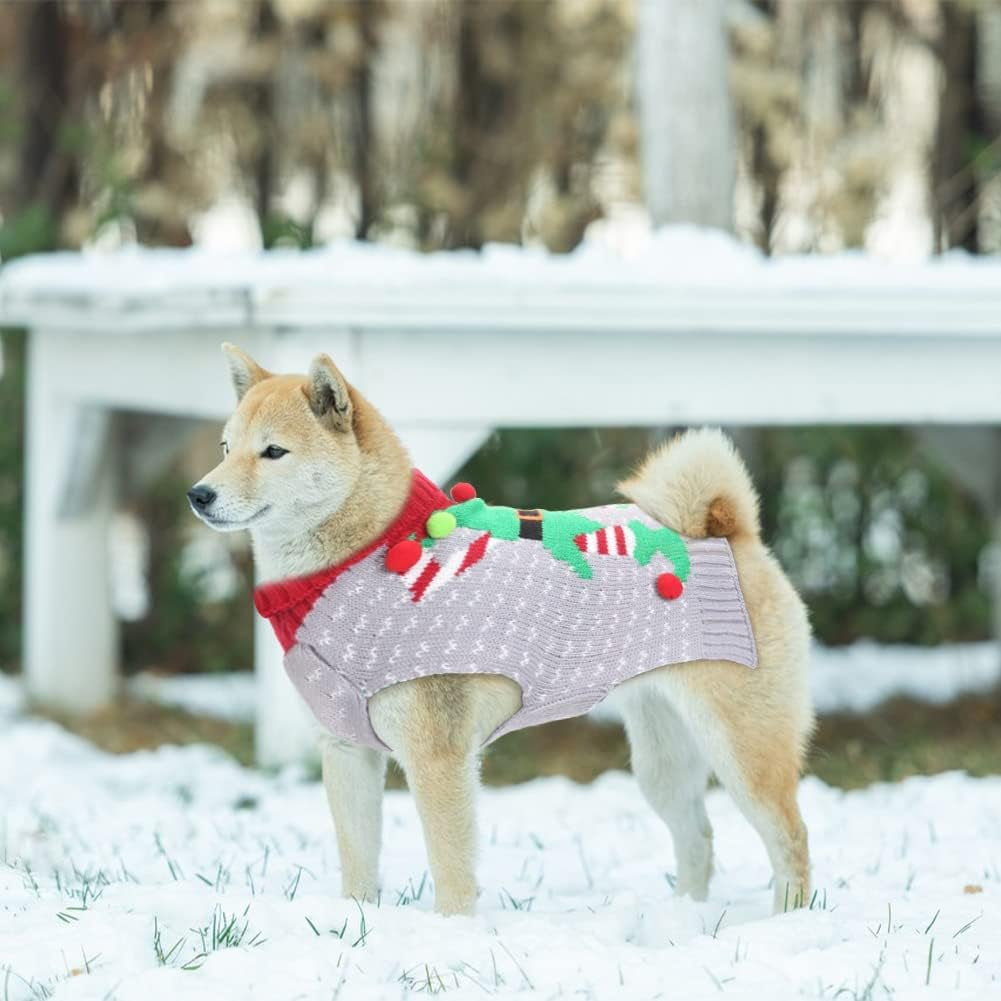 Dog Christmas Clothes, Christmas Dog Sweater for Large Dogs, Classic Red Large Dog Ugly Christmas Sweater,Grey XXL