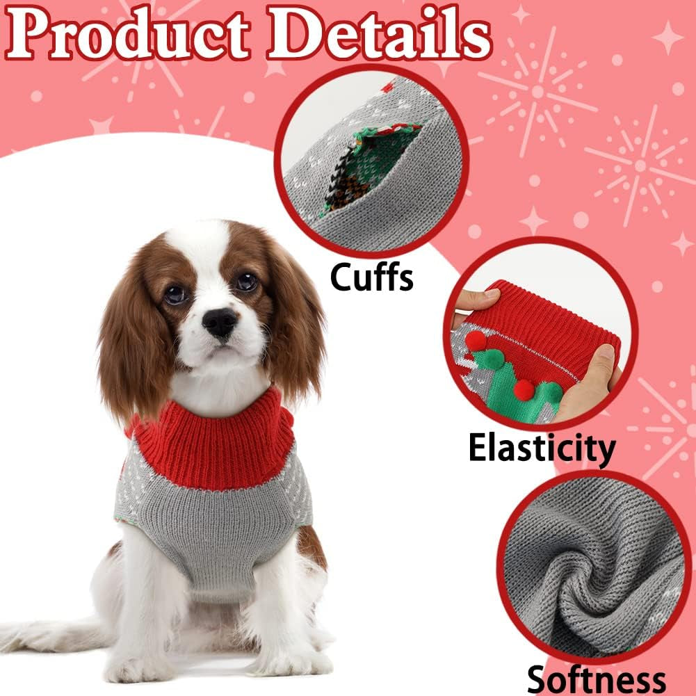 Dog Christmas Clothes, Christmas Dog Sweater for Large Dogs, Classic Red Large Dog Ugly Christmas Sweater,Grey XXL