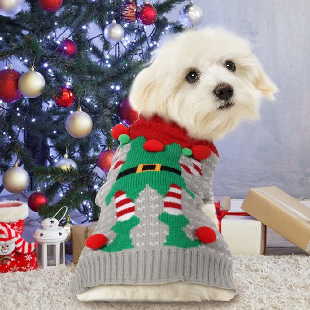 Dog Christmas Clothes, Christmas Dog Sweater for Large Dogs, Classic Red Large Dog Ugly Christmas Sweater,Grey XXL